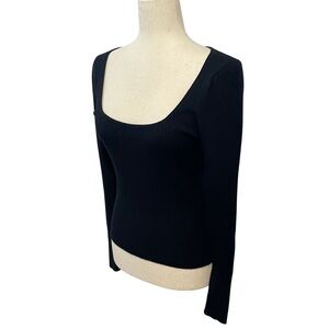 Abercrombie & Fitch Ribbed Sweater Cropped Scoop Neck Fitted Women’s S Black